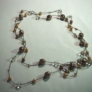 Long Champagne Necklace with matching earrings